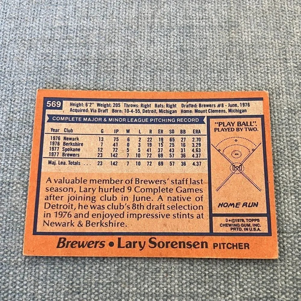 1978 Topps Milwaukee Brewers Baseball Card Trading Card